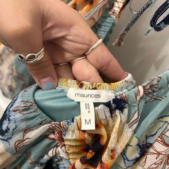 Maurices Floral Maxi Dress - Blue and Cream - Picture 5 of 5